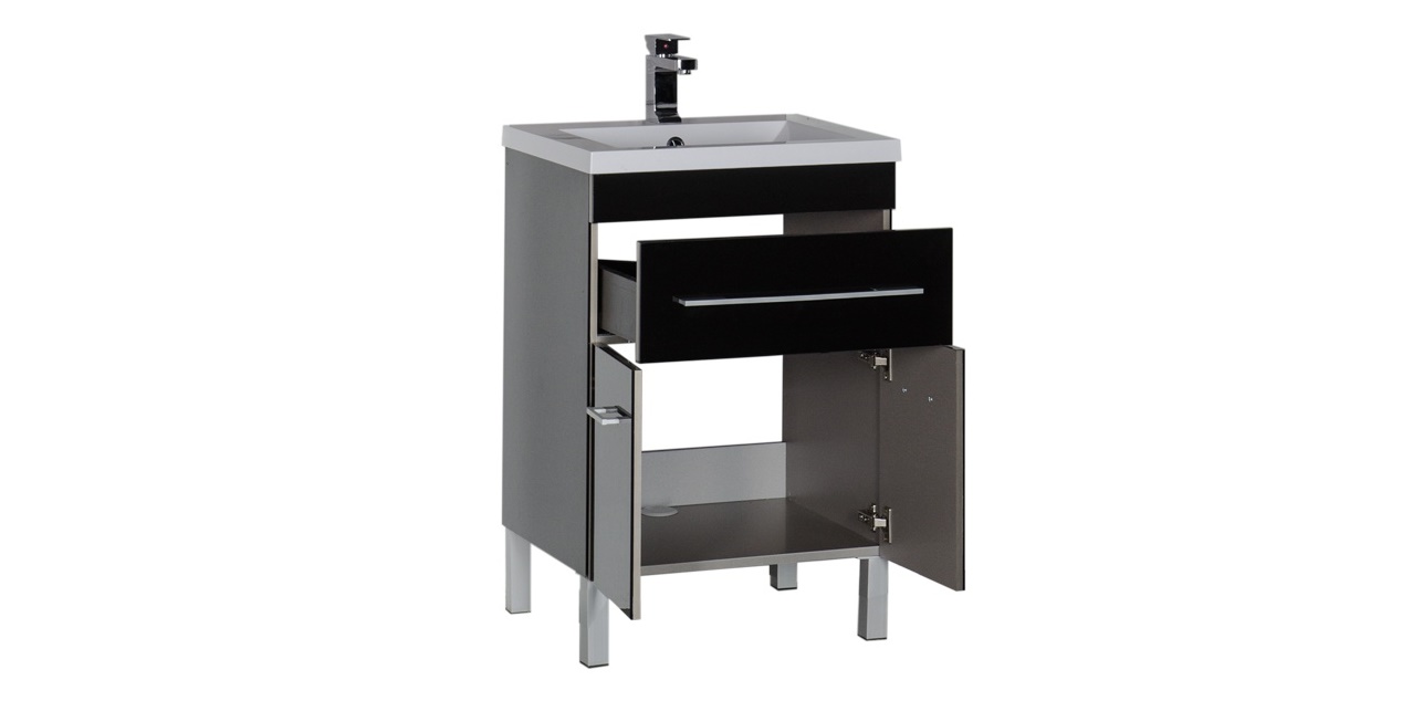 Комплект мебели Aquanet Верона 58 черный (напольный 1 ящик 2 дверцы) 00182945 - Вид №4