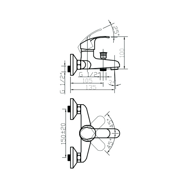 35-05 Oksa  Смеситель для ванны  ARGO kran 3505oksa - Вид №1