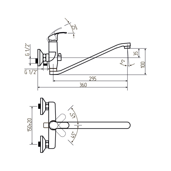 35-S35/K OKSA  Смеситель универсальный  ARGO kran 35s35koksa - Вид №1
