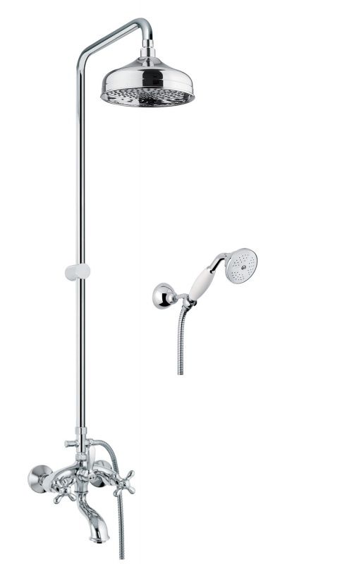 01CR0615 Santan Arezzo, душевая колонна со смесителем с изливом, держателем и ручным душем, цвет хром