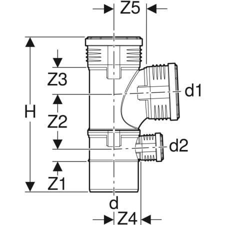 GEBERIT 390.556.14.1 Крестовина односторонняя комбинированная Geberit Silent-PP 87,5°  - Вид №2