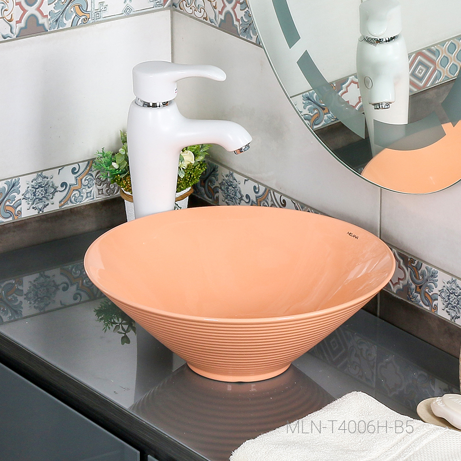 Накладная раковина melana mln-7020-b5(t4006h-b5) (персиковая) 7020-B5-806 - Вид №1