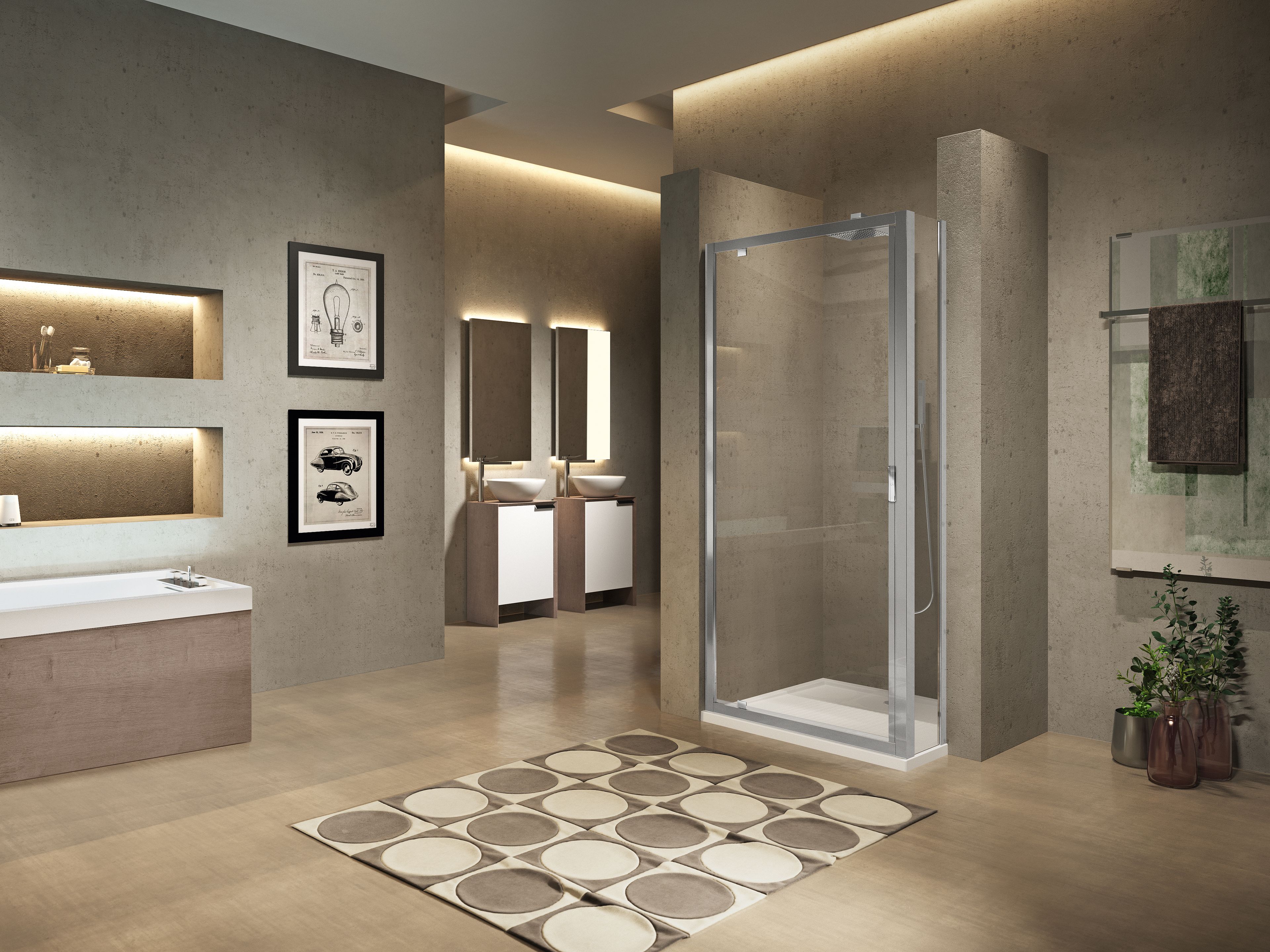 Профиль угловой душевой кабины с распашной дверью Novellini Lunes ARCH-00068967