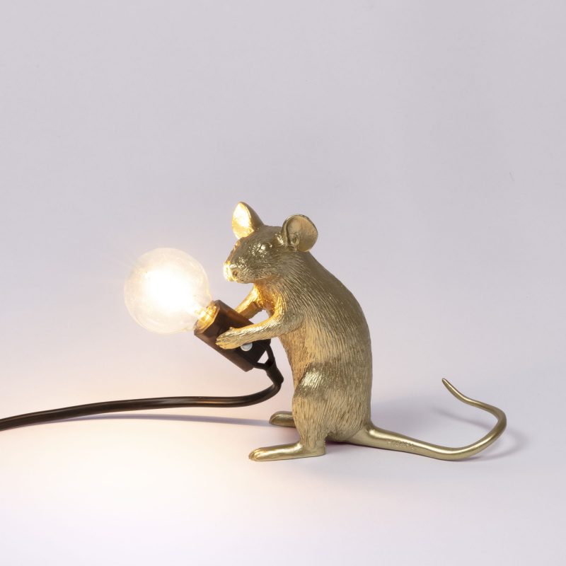 Настольная лампа 12,5х5 см золотая Mouse Lamp Gold Mac 15071 GLD SELETTI ЖИВОТНЫЕ, МЫШЬ 00-3882458 Золото  - Вид №1