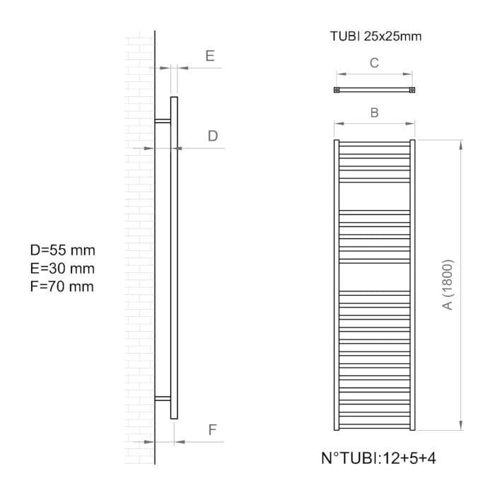 Настенный стальной полотенцесушитель с горячей водой Ercos Square ARCH-00113034 - Вид №16