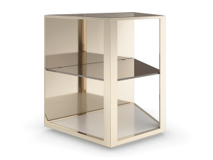 Высокий журнальный столик из зеркального стекла