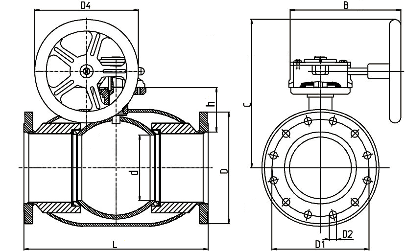 CIMBERIO CIM 3691 MF R Фланцевый стальной шаровой кран с редуктором CIM 3691 MF R  - Вид №1