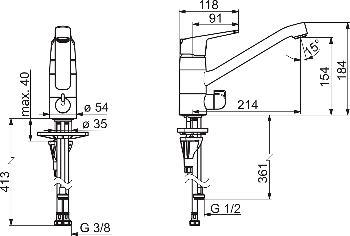 Oras 1825FG Смеситель для кухни с клапаном 1825FG Vega Хром  - Вид №1