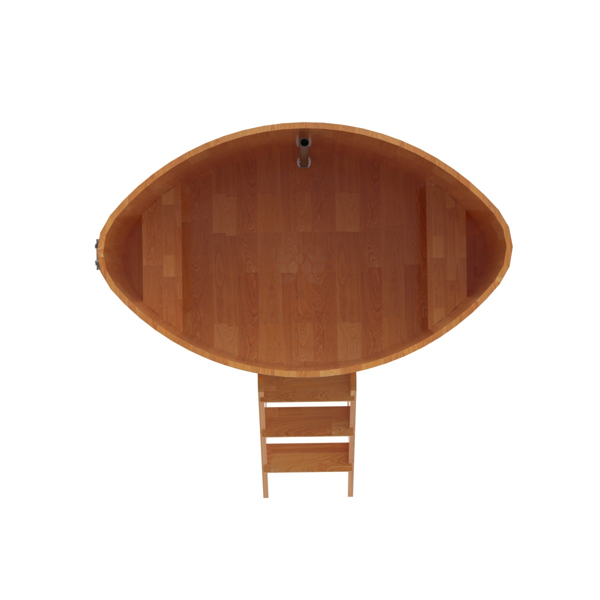 1541 Купель овальная из сращенных ламелей лиственницы 1,08х1,75х1,2 натуральная Alyarus  - Вид №4