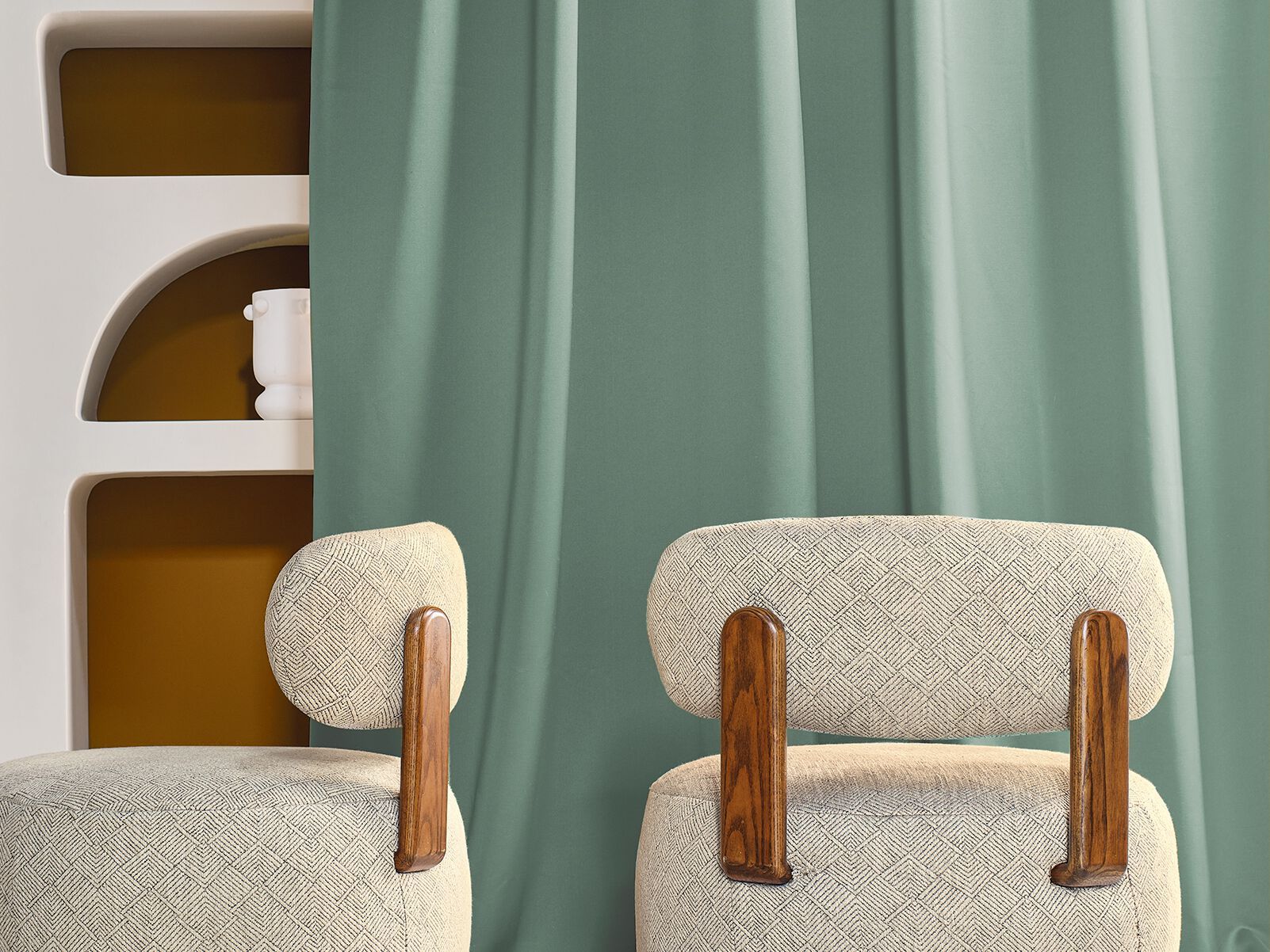 Рециркулированный полиэфир сплошной цвет ткани для штор Casamance BROOKS ARCH-00047076 - Вид №1