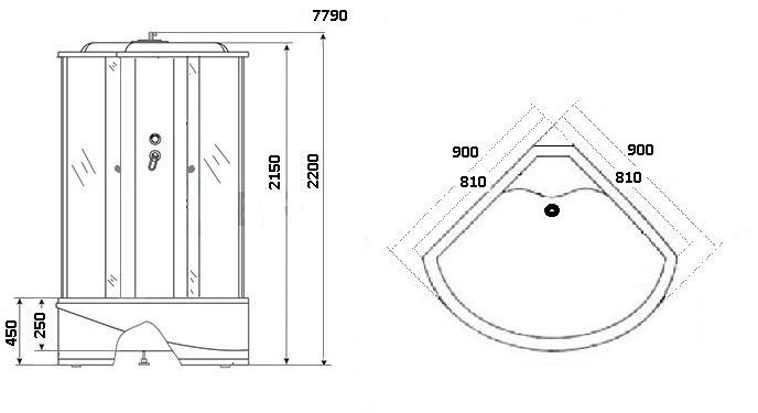 Душевая кабина NG-7790W (900x900х2150) высокий поддон стенки БЕЛЫЕ Niagara Luxe 7790 W - Вид №3