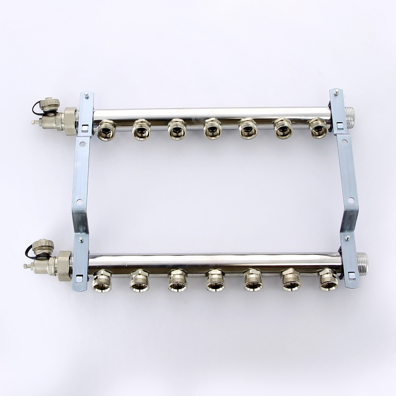 Коллекторная группа из нержавеющей стали с воздухоотводчиком REHAU 1"х3/4" 7 вых HLV 110209 - Вид №3