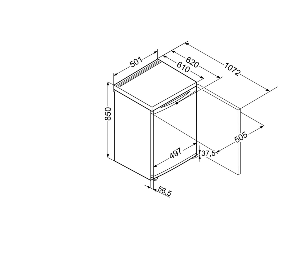 T 1400-21 001 Минихолодильник / 85x50.1x62, однокамерный, объем 138л, белый Liebherr  - Вид №3
