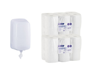 PROMO606 Контейнер для туалетной бумаги HARMONY MINI за 50 злотых нетто при покупке 2 упаковок бумаги OPTIMUM CENTER PULL MINI POB701 (24 x 80 м = 1920 м, 9600 листов) Merida