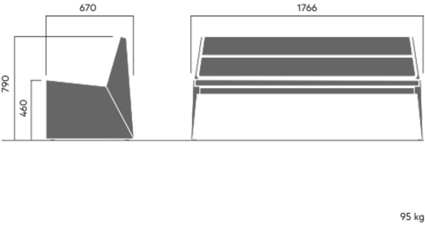 VESTRE Скамья из стали и дерева со спинкой Bloc sun-id-1367023 - Вид №9