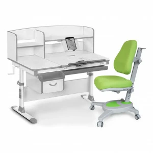 Парта детская бело-серая Evo-50 с креслом Match Y-110 KZ MEALUX EVO  00-3947238 Белый;зеленый;серый