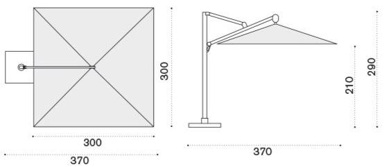 Ethimo Регулируемый квадратный зонт с боковой стойкой Freedom Omfdre0 - Вид №6