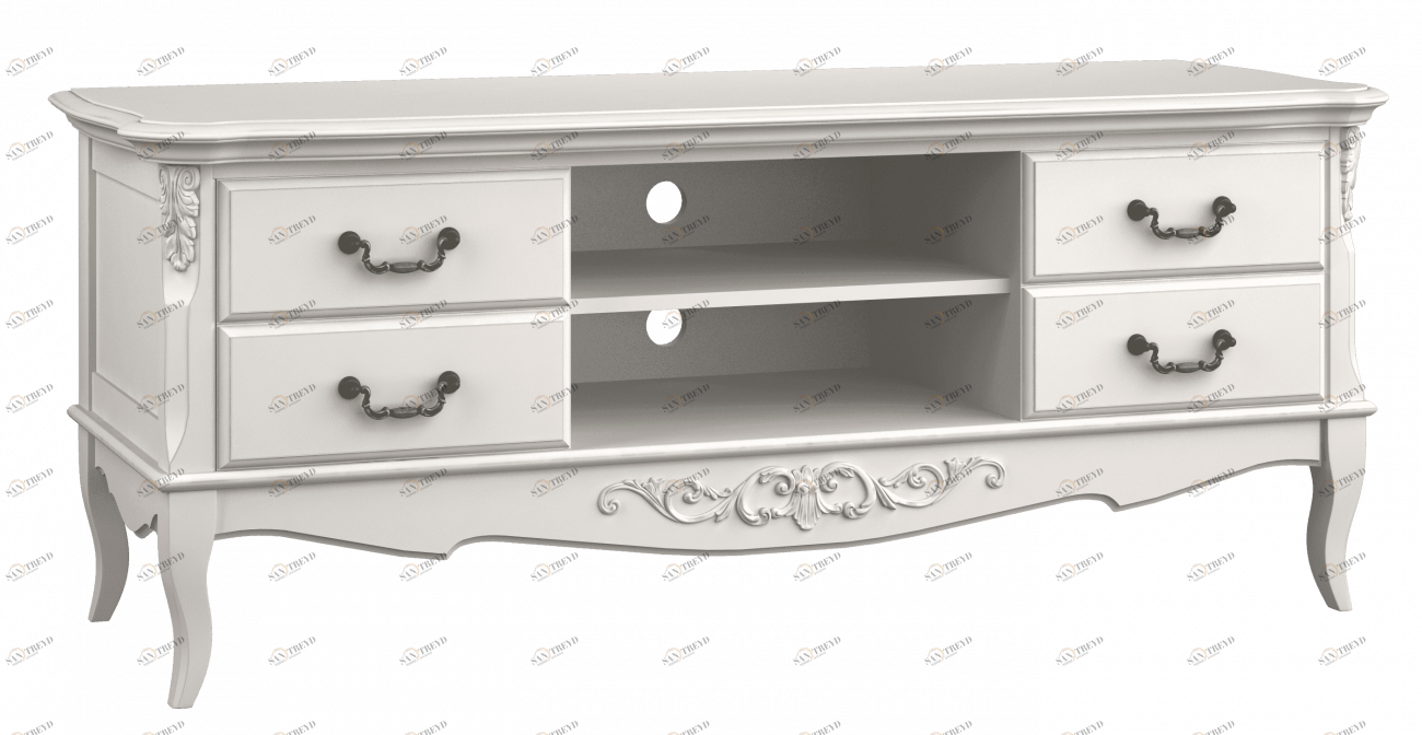Тумба под телевизор с ящиками слоновая кость Aletan-Provence АЛЕТАН ALETAN - PROVENCE 177778 Белый 