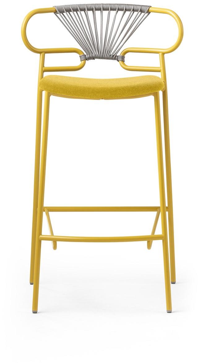 TrabA' Металлический табурет со встроенной подушкой со спинкой Genoa 0049met-cross-pu-imb - Вид №1