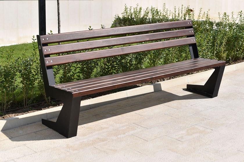 ENCHO ENCHEV - ETE Скамья из дерева и металла со спинкой  124  - Вид №1