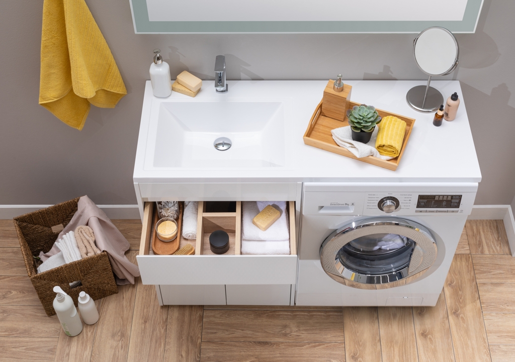 Тумба с раковиной Aquanet Токио 120 L белый (напольная, 1 ящик, 2 дверцы) 0023774500235499 - Вид №15