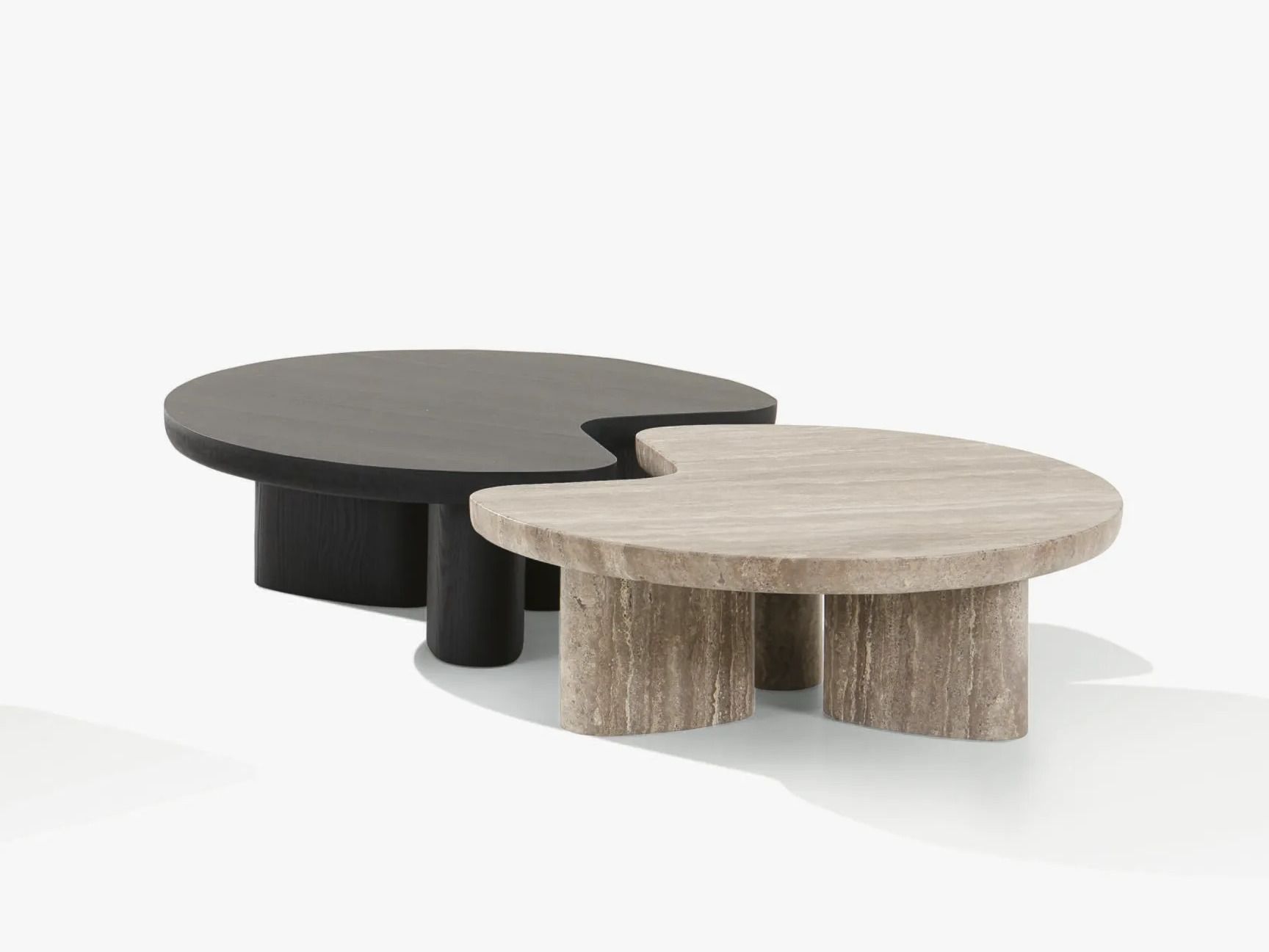 Круглый журнальный столик из дерева и травертина Poliform Ernest ARCH-00039281