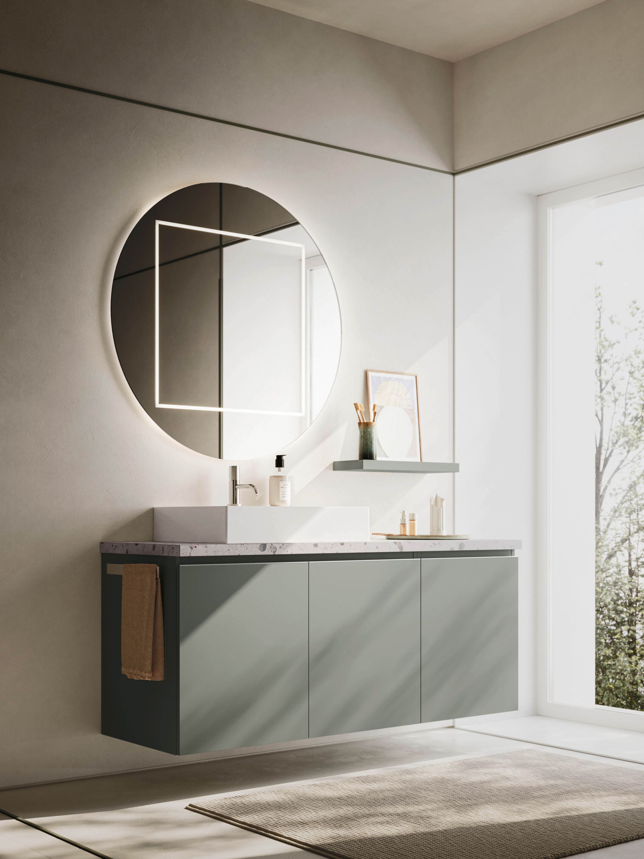 Подвесной шкаф для умывальника со встроенной раковиной Arbi Arredobagno HO.ME PLUS 45° C 25 ARCH-00081980 - Вид №1