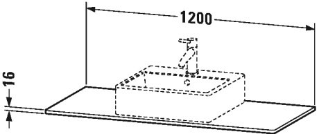 XS060F03838 Консоль XSquare #XS060F 1200 x 550 мм Доломитово-серый глянцевый лак Duravit - Вид №1