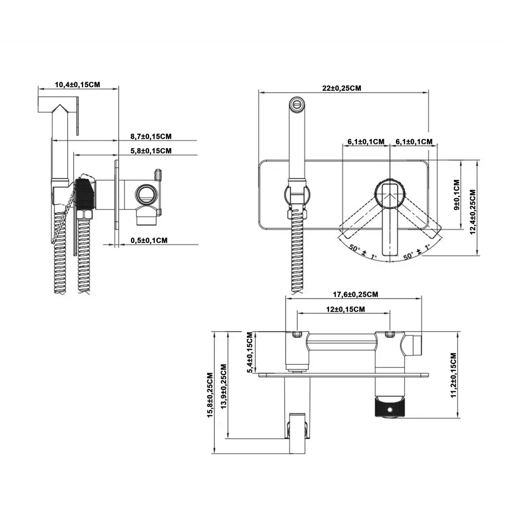 Гигиенический душ KONSENSA Теано набор со смесителем цвет черный матовый STLM-2198633 - Вид №9