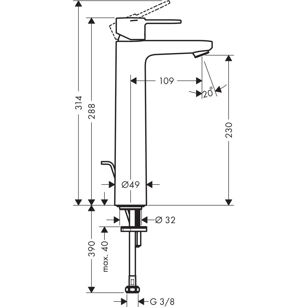 Hansgrohe Vernis 230 — однорычажный смеситель для раковины с хромированным покрытием 82773485 STLM-0035823 - Вид №7