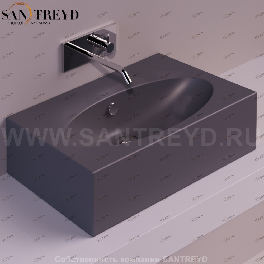 LFT54ANTRACITEMATT Подвесная раковина настенная прямоугольная Simas LFT Spazio черная