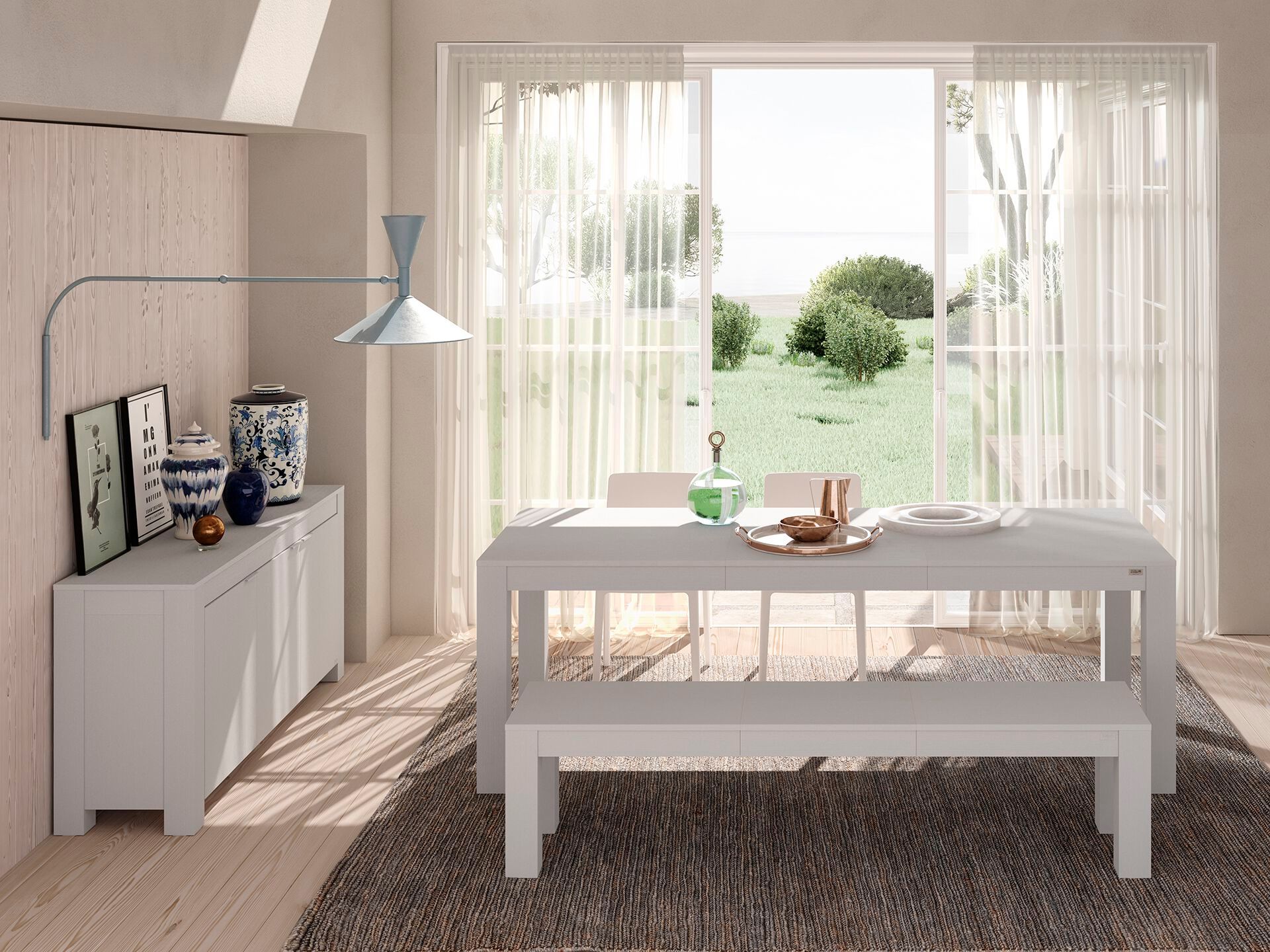 Выдвижной прямоугольный обеденный стол из белого ясеня Mobili Fiver Rachele ARCH-00072456 - Вид №4