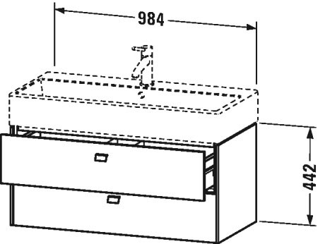BR415600909 Тумбочка подвесная Brioso #BR4156 984 x 459 мм Светло-голубой матовый декор Duravit - Вид №1