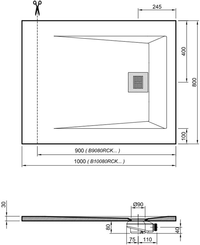 Поддон для душа Sanitana ROCKS 1000х800 антрацит SP3013E8320100590 - Вид №1