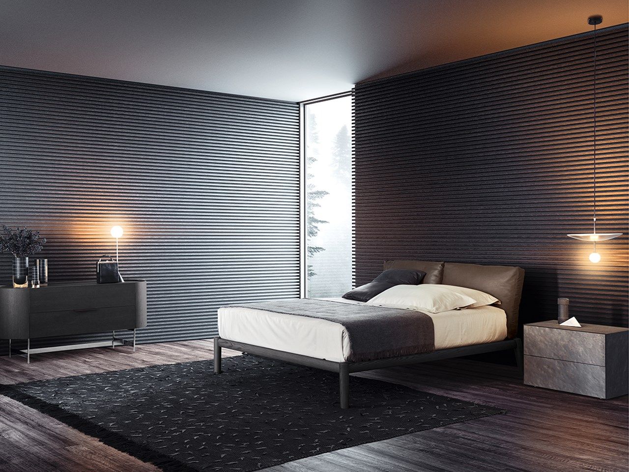 Кровать из массива дерева со встроенными тумбочками Pianca DIONISO ARCH-00089459 - Вид №15