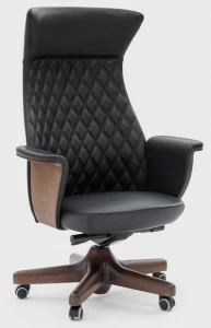 Viganò Кресло руководителя в коже с 5 спицами на колесах Charme