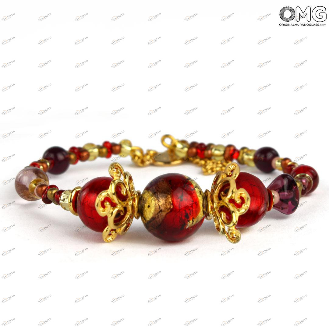 3479 ORIGINALMURANOGLASS Браслет Сесилия - золото - муранское стекло Original Murano Glass OMG 18 см 