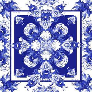 10633877 МД Нины Ручкиной Платок сувенирный "Гжель" 90х90см Ткань