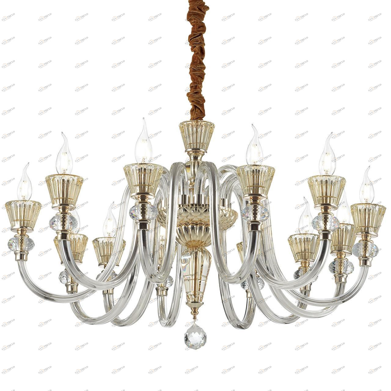 Подвесная люстра Ideal Lux Strauss SP12 IDEAL LUX ДИЗАЙНЕРСКИЕ, STRAUSS 279403 Золотой 
