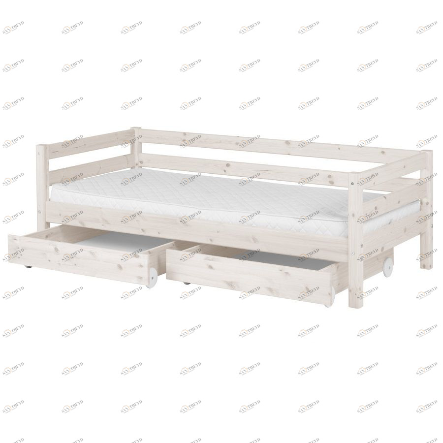 Кровать Flexa Classic с двумя ящиками, белая, 190 см 9010169201