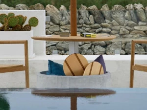 Unopiù Основание зонта из бетона и дерева ироко Lipari Baomcep