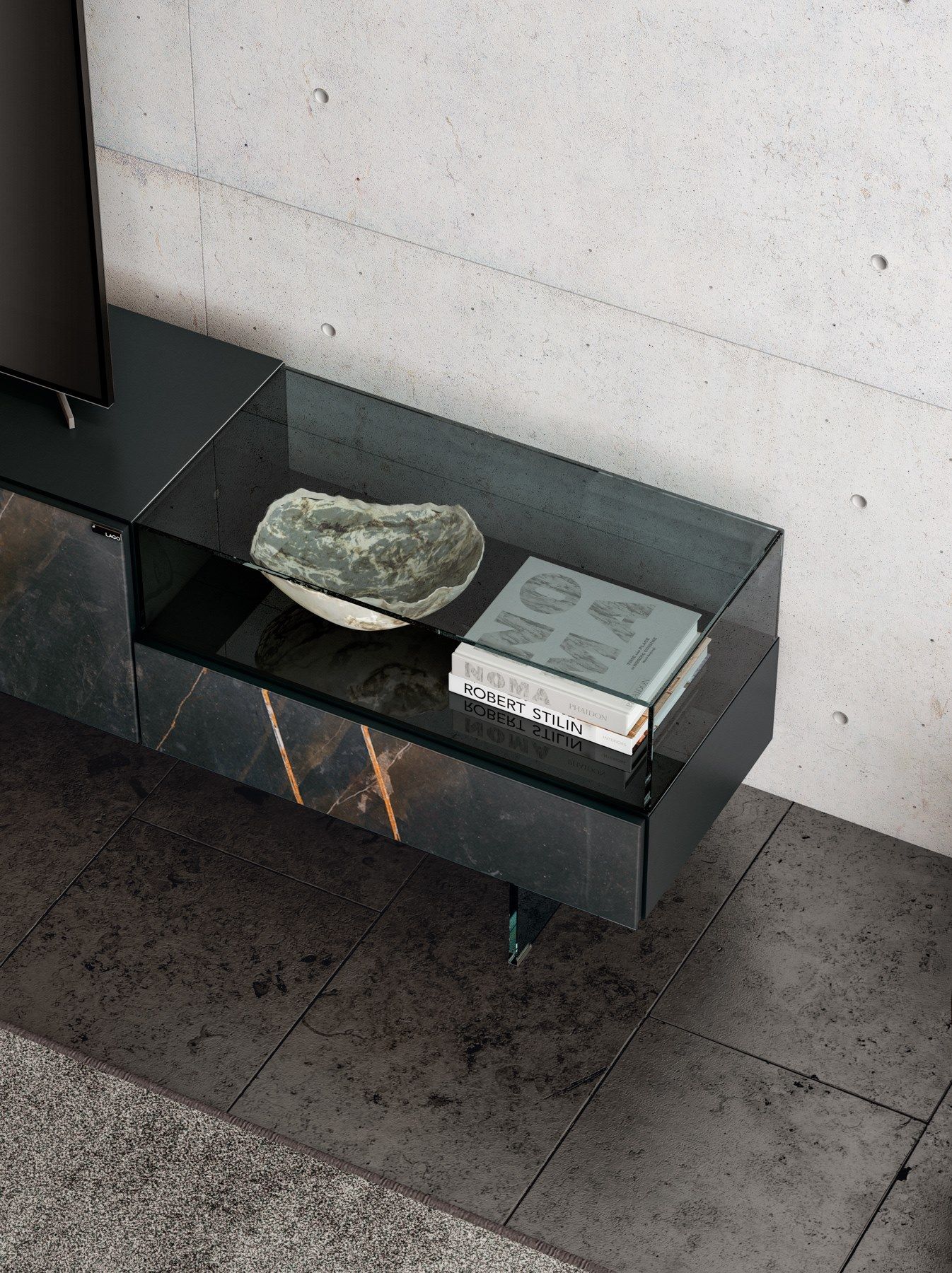 Стеклянный шкаф для телевизора Lago 36e8 ARCH-00083528 - Вид №2