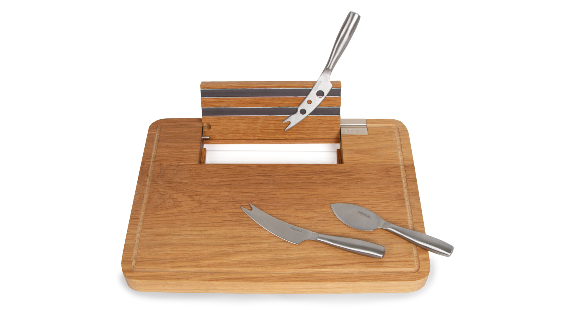 10640468 Boska Набор для сыра Boska "Party" (доска из дуба с магнитами 34х26х4,5см и 3 ножа), п/у Дерево  - Вид №3