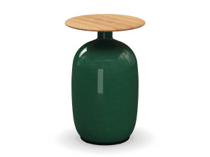 Круглый высокий садовый столик из керамики и тика