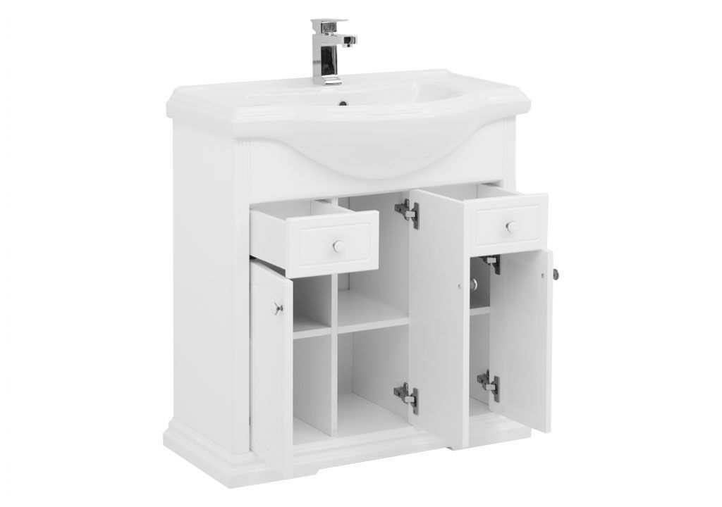 Тумба с раковиной Aquanet Лагуна Классик 80 белый 0020088300185344 - Вид №1