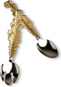 10575407 L’Objet Набор из 2 ложек сервировочных 32см "Листья" п/к Сталь нержавеющая