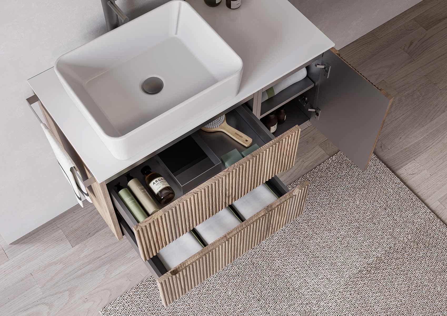 Деревянный подвесной умывальник со встроенным умывальником LEGNOBAGNO Verso ARCH-00143417 - Вид №1