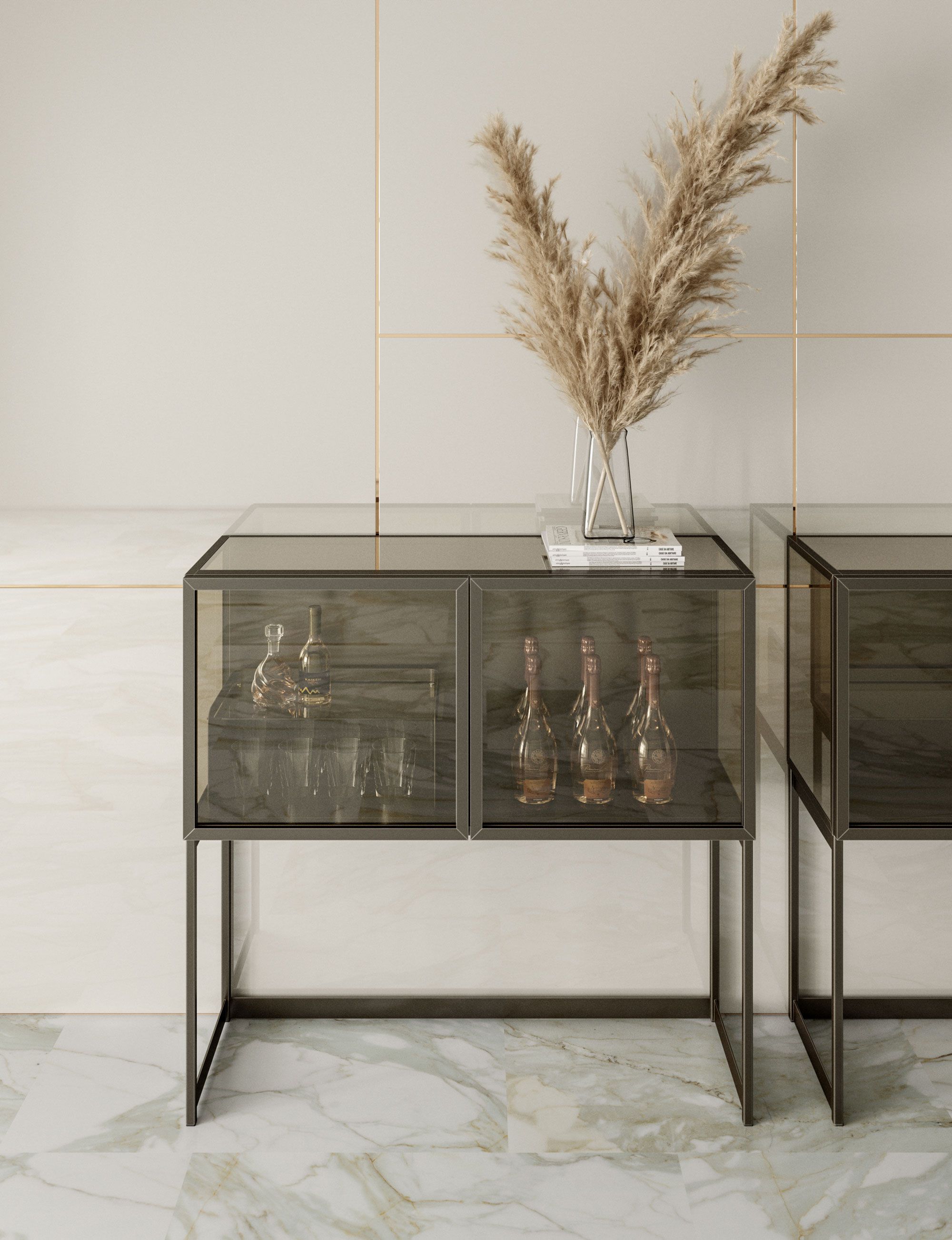 Мобильный стальной и стеклянный бар Bontempi Casa ELVIS ARCH-00055525 - Вид №1