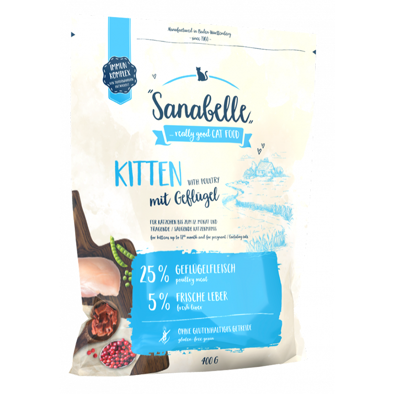 Т0042563 Корм для котят Kitten домашняя птица сух. 400г SANABELLE 