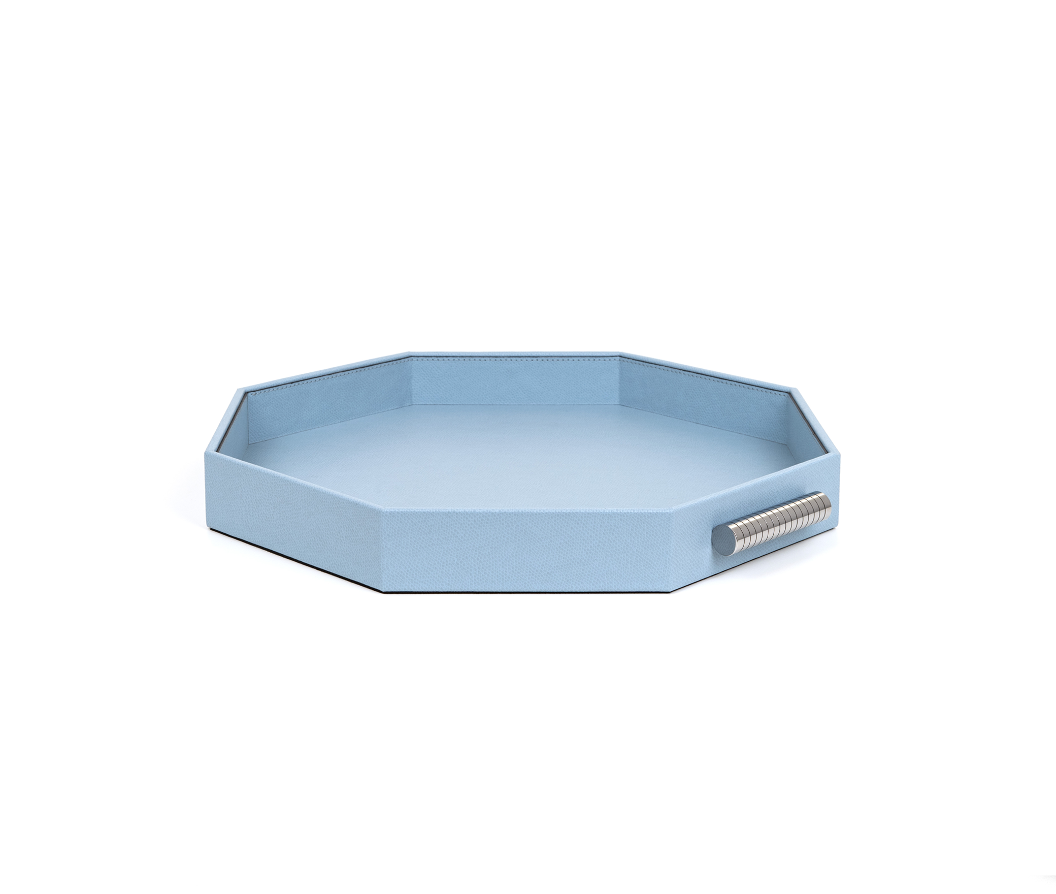 Восьмиугольный поднос Grace - 38X38 см/металл-хром/зернистая кожа_кофе Pinetti 00.1937.029.015 - Вид №3